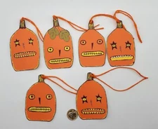 6-Halloween-Primitive-Farmhouse-Fussy Cut-Linen Cardstock-Gift-Hang-Tags