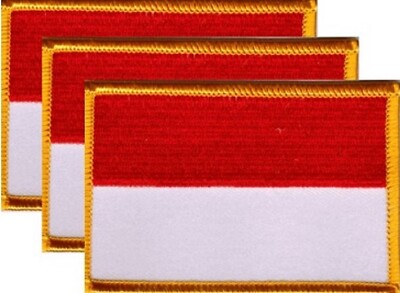 Pack of 3 Country Flag Patches 3.50'' x 2.25'', Three International Sew or Iron On