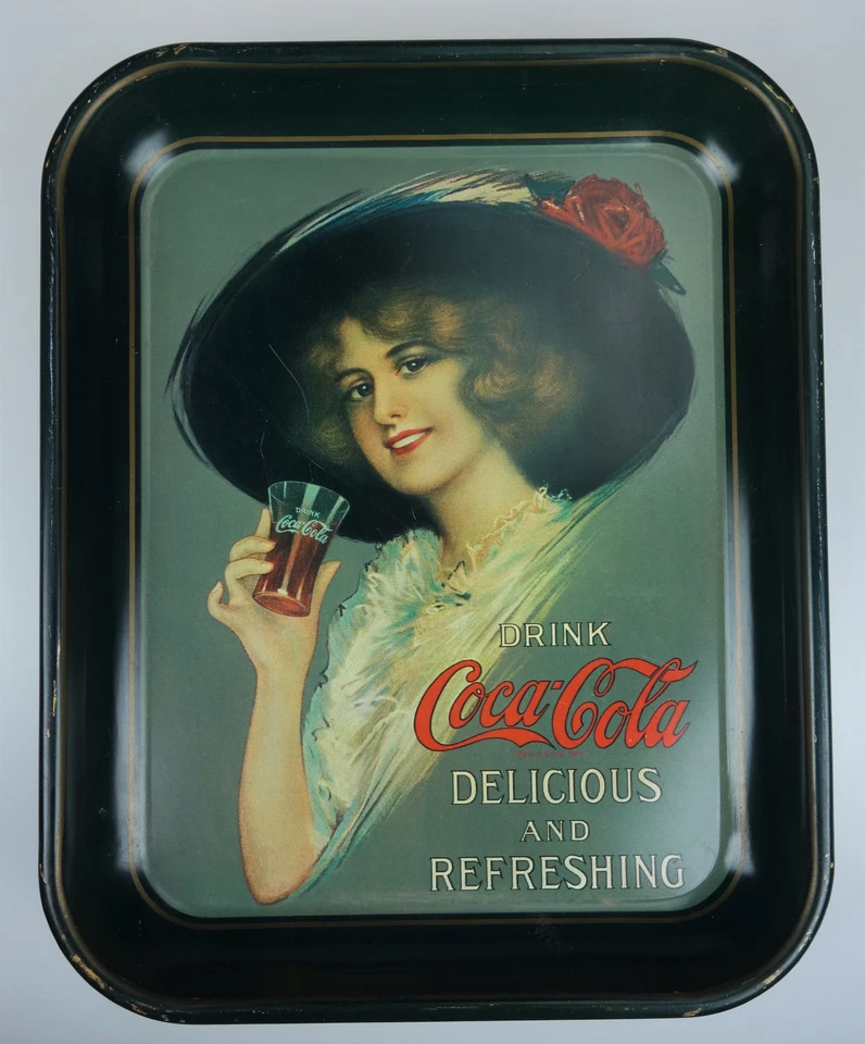 Lot of 2 Vintage Drink Coca Cola Tin Coke Serving Trays 13” x 10.5” Reproduction - Image 3 of 4