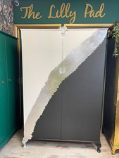 Vintage Upcycled Solid Wood Large Double Wardrobe