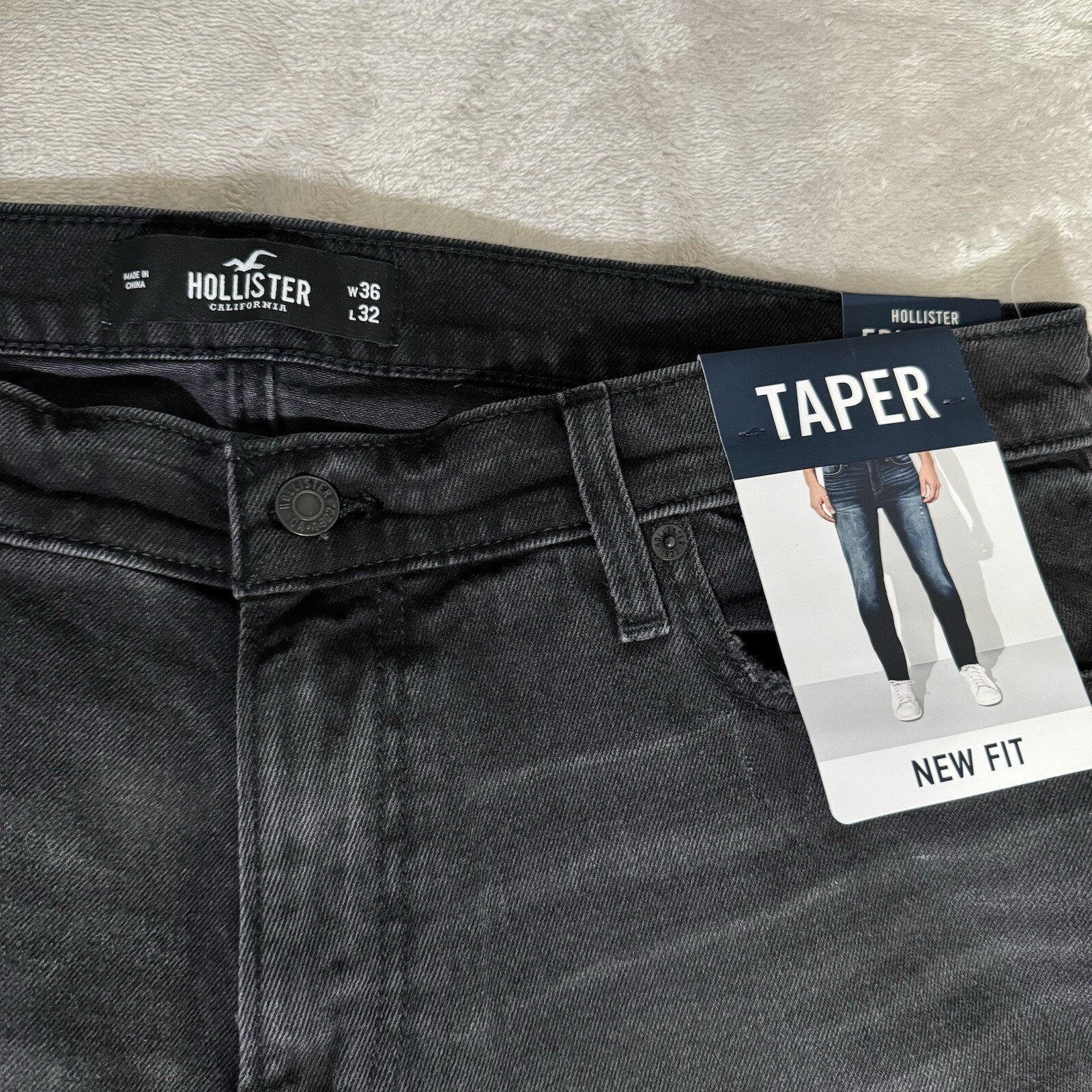 NEW! Hollister Epic Flex Taper Black Jean Denim Men's Size 36 x 32