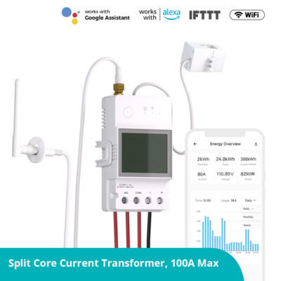 Sonoff POWCT Ring WIFI Smart Power Meter Schalter WLAN Energiemessgerät 100A Max