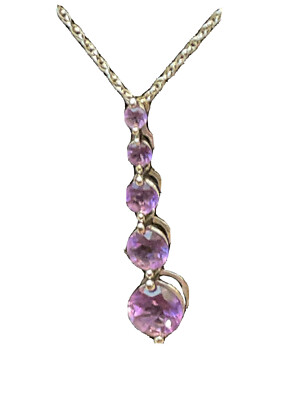 Halskette 10kt Plumb Gold Weißgold mit Amethyst Tropfen Anhänger