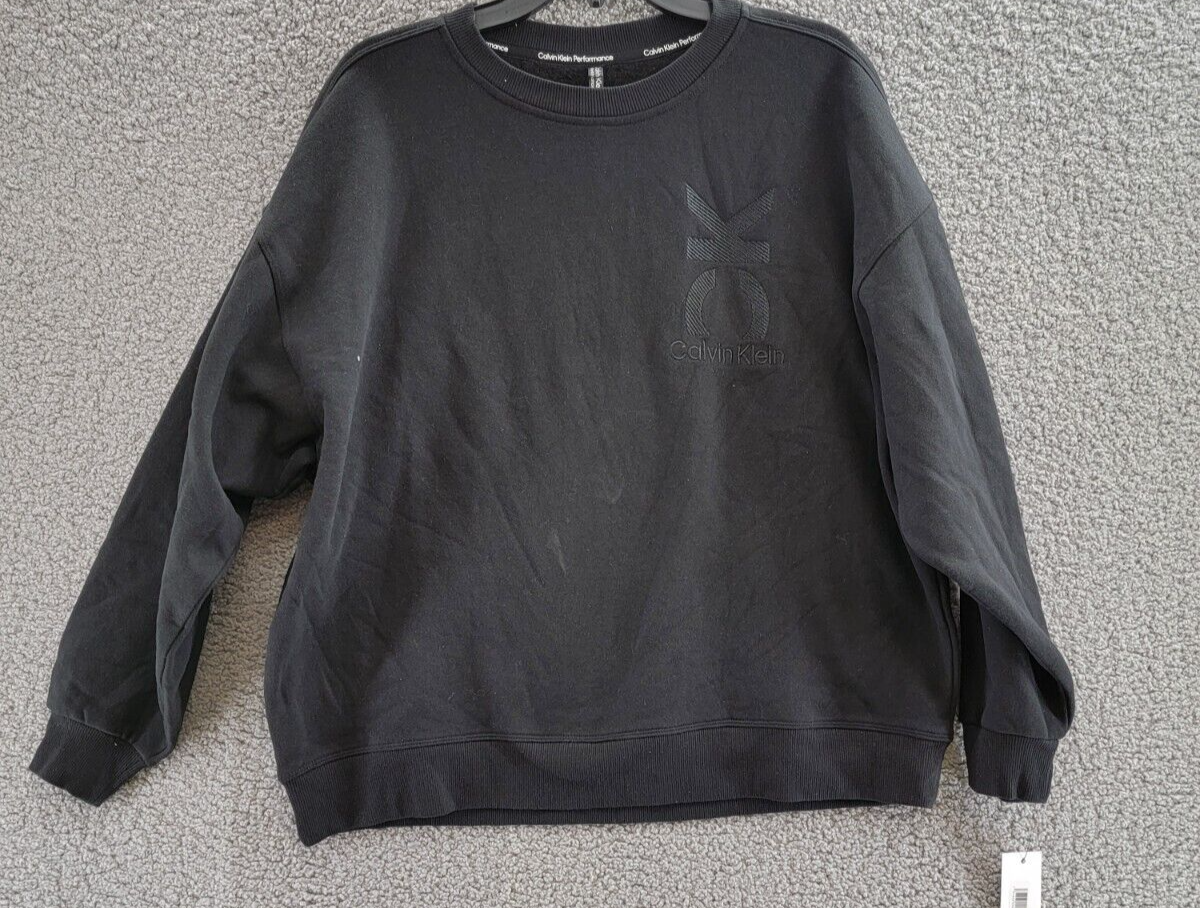 Calvin Klein Oversized Logo Crewneck Sweatshirt Women's M Black
