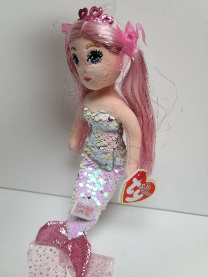 Ty Sea Sequins Cora The Pink Mermaid-13.25"- NEW MWMT Flippable& Sparkly - Image 2 of 4