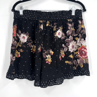 Francesca's Women's Polka Dot Floral Front Tie Shorts Black Size XS NWT Hi rise