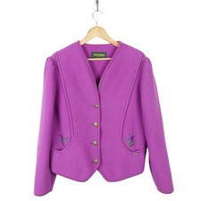 Geiger Women's Purple Embroidered Wool Jacket Size 46 (uk20)