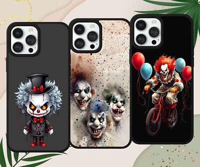 SCARY CLOWN SCHWARZ DRUCK GRUSELIGE HANDYHÜLLE FÜR IPHONE SAMSUNG GOOGLE PIXEL