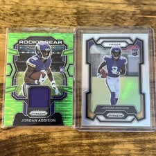 Jordan Addison SILVER & GREEN PULSAR PRIZM ROOKIES Minnesota Vikings 🔥📈