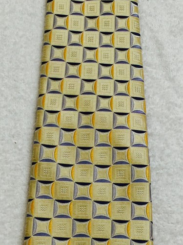 CLUB ROOM MENS TIE GOLD WITH BLUE S YELLOW 3.75 X 60 - Picture 3 of 5