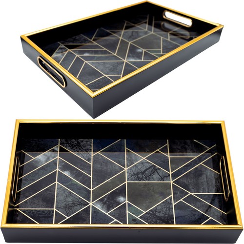 Luxory Rectangle Abstract Kitchen Serving Drinks Candle Decor Coffee Table Tray - Picture 3 of 9