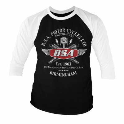 Offiziell Lizenziert B.S.A Motorräder Sparks Baseball 3/4 Arm T-shirt S - XXL