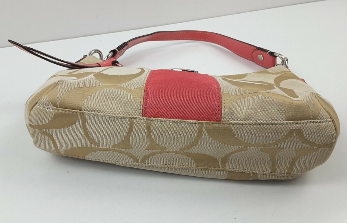 Coach Signature Stripe Demi Shoulder Bag Handbag F19218 Purse