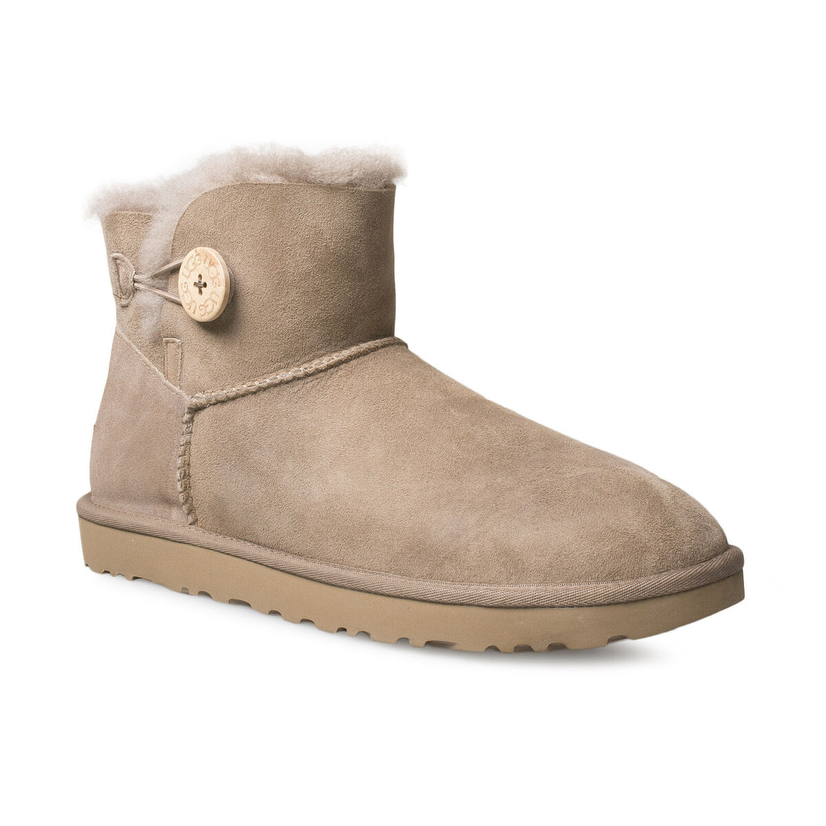 UGG MINI BAILEY BUTTON II CARIBOU SHEEPSKIN SUEDE WOMEN'S UGG MINI BAILEY BUTTON II CARIBOU SHEEPSKIN SUEDE WOMEN'S