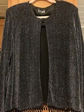 Xscape by Lawrence Kurtz Women’s Black Metallic & Beads Jacket XL Formal