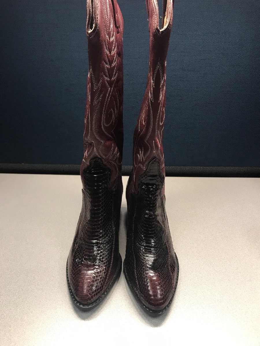 Maroon snakeskin boots top