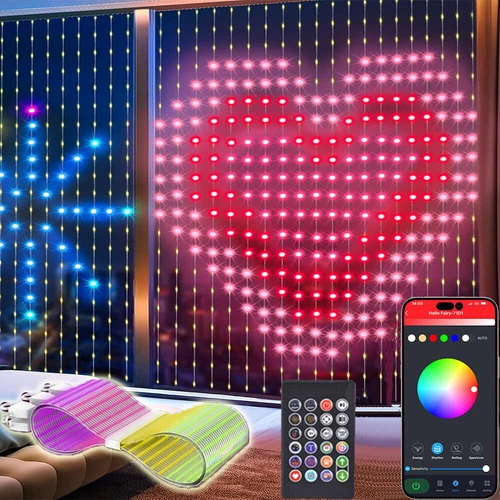 400LED Smart Curtain Lights Color Changing RGB Valentine's Day Xmas Home Decor