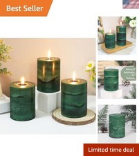 Fir Pine Scented Pillar Candles 3x4 Inch Dark Green 3-Layered Handcraft Holiday