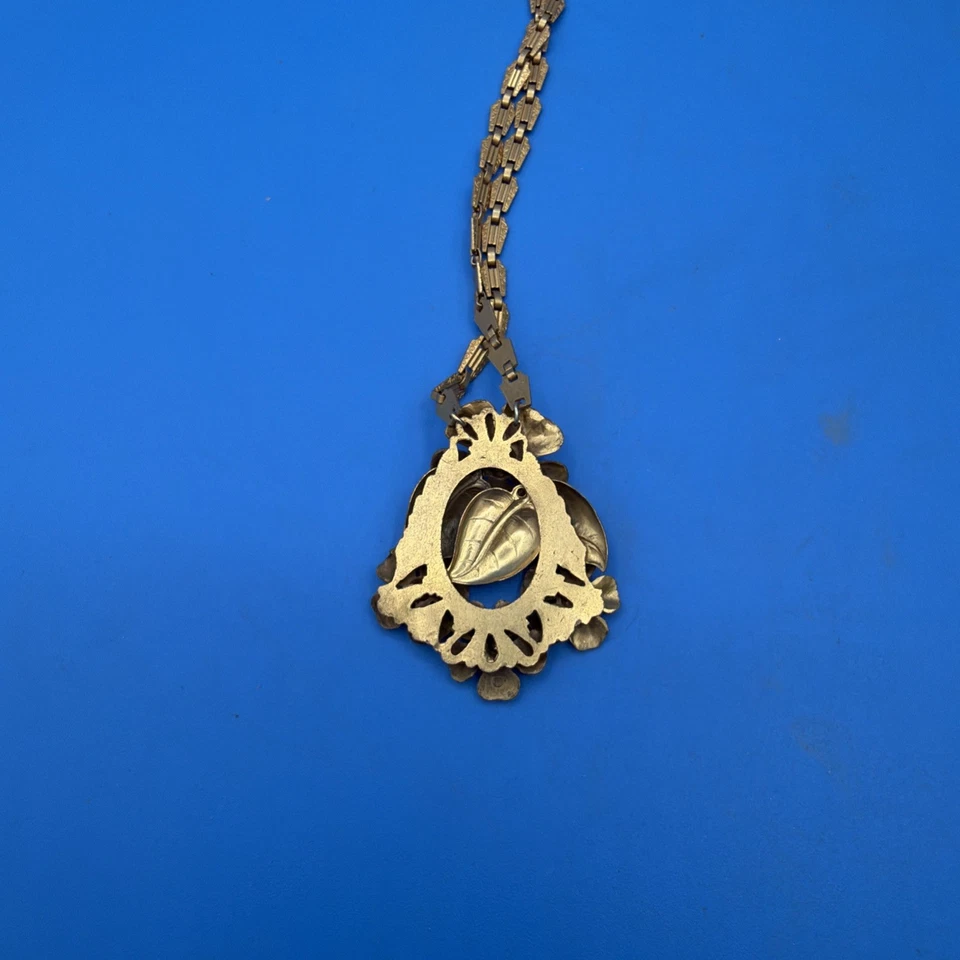 Vintage Victorian Revival Lavalier Pendant Forget Me Not Necklace - Image 4 of 4