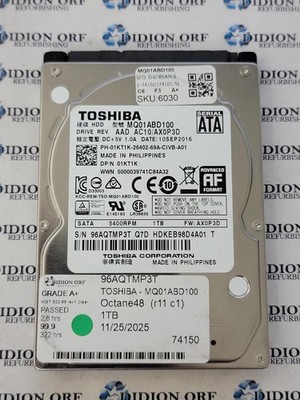 TOSHIBA 1TB 2.5'' SATA HDD 5400 RPM MQ01ABD100, GRADE A+, SKU 6030