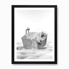 Polar Bear Bath Art Print Framed Wall Art Poster Canvas Print Picture