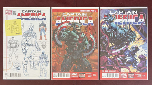 Captain America #1,20,21 Design Sketch Marvel Comics 2012 NM plus
