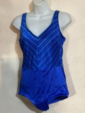 VTG Woman  s Slim Allure One Piece Pin Up Blue Swim Bathing Suit Swimming Sz 14