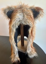 Faux Fur Animal Hat Fox Wolf Spirit Hood Ear Flap Festival Cosplay Adult OS