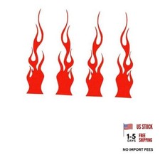 4PCS Car Flame Reflective Sticker, Racing Sports Flame Style Waterproof Red