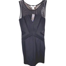 NWT Sans Souci Black Bodycon Sheer Mesh Cut Out Stretch Mini Sleeveless Dress SM