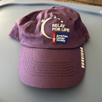 Relay For Life American Cancer Society Hat Cap Adjustable Hook & Loop Purple