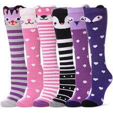Girls Knee High Socks Kids Long Boot Socks Cozy Fun Animal Warm Cotton