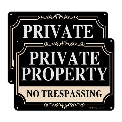 2 Pack No Trespassing Signs Private Property,10x7 Inch Rust Free Aluminum Met...