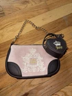 Juicy Couture Pink Brown Logo Crescent Bag Chain Strap Charm/Change purse NWOT