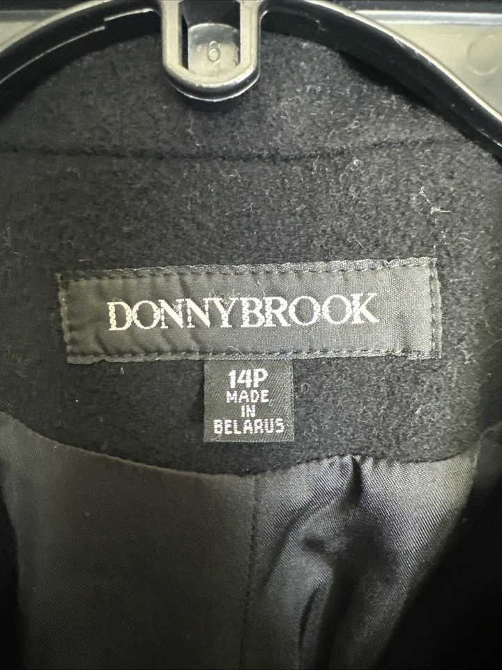 Donnybrook Womens Coat/Jacket  Long Overcoat Double Breasted 100% Wool Black 14P - Image 4 of 4