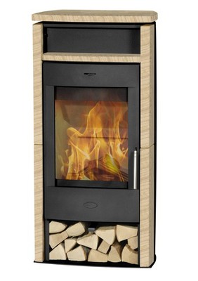 Fireplace Kaminofen Santiago schwarz Sandstein 6kW