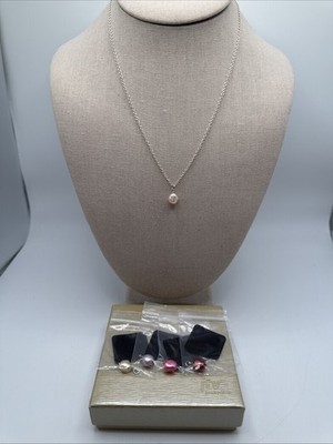 Set Halskette 7-8 mm 5 austauschbare bunte FW-Zuchtperlen Sterlingsilber