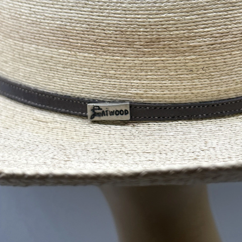 Sombrero de Vaquero Atwood Para Hombres Hereford Paja 7 3/8 Tostado Corona Baja Western Rodeo Foto 3 de 4