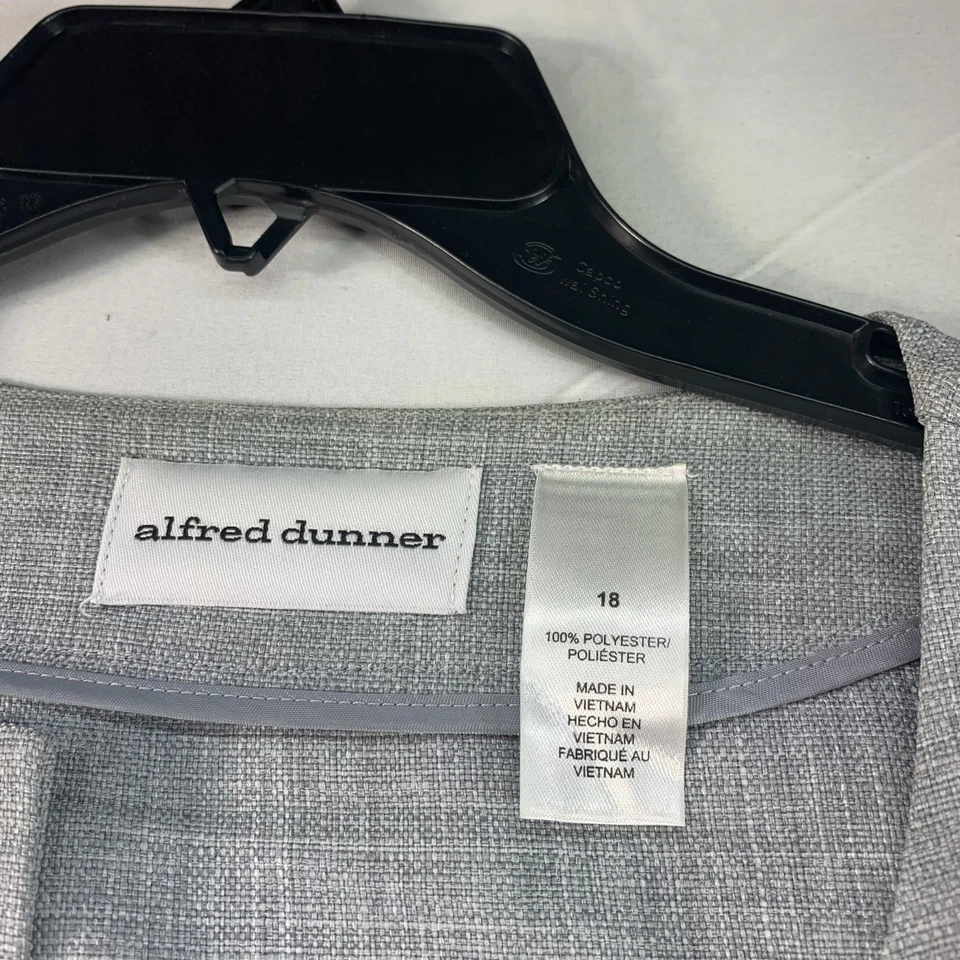 Blazer Alfred Dunner Mujer Talla 18 Gris Frente Abierto Bolsillos Florales Almohadillas para el Hombro Foto 3 de 4