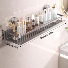 Suction Cup Bathroom Shelf No Drill Space Aluminium Wall Mounted Storage Rack