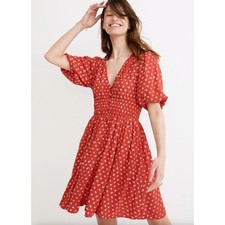 Madewell V Neck Sophia Mini Dress Red Bandana Flower Womens Size Small