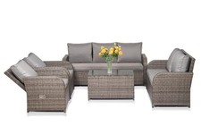 Rattan Garden Patio Sofa Set 7-Seater Table with Cushions