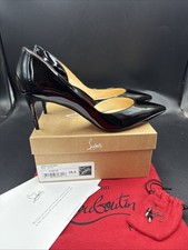 Christian Louboutin Iriza 70 Black Patent Leather  Mid Heels Size Uk 6.5 Eu 39.5