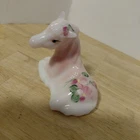 Fenton Rosalene Floral Hand Painted Foal Horse D Robinson Pink glass