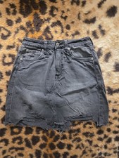 H&M Jeansrock 38 Dunkelgrau Ripped High Waist Mini Rock Denim