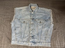 Y2K Guess Jeans Light Wash Blue Distressed Denim Jean Vest Medium