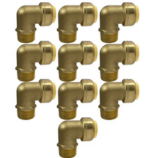 10 Pack XFITTING 3/4" Push Fit X 3/4" Male NPT Threaded Elbow, Lead Free Brass