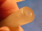 LARGE ANCIENT PRE-COLUMBIAN TAIRONA SHINY CRYSTAL TUBE BEAD 54.2-12.4 VERY WORN — photo 4