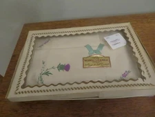 Embroidered Vintage Wilson's Ducal Irish Linen   Tray Cloth Original Package