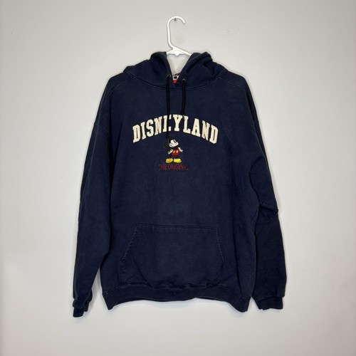 Vintage 90s Disneyland Mickey Mouse Embroidered Hoodie Men’s Size XL Blue